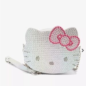 Hello Kitty Rhinestone Crossbody Bag Purse NEW White Pink